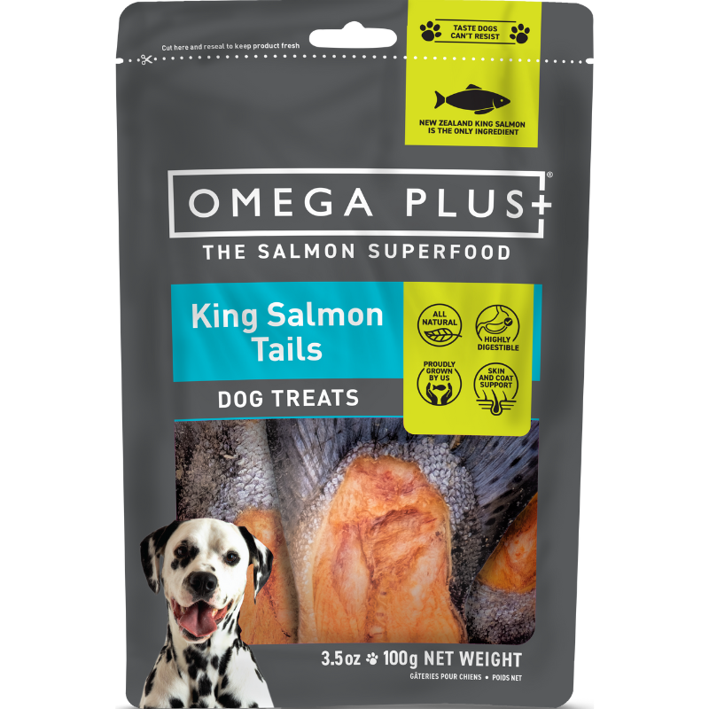 Omega Plus King Salmon Tails Dog Treats 100g -Front - Your Pet PA NZ