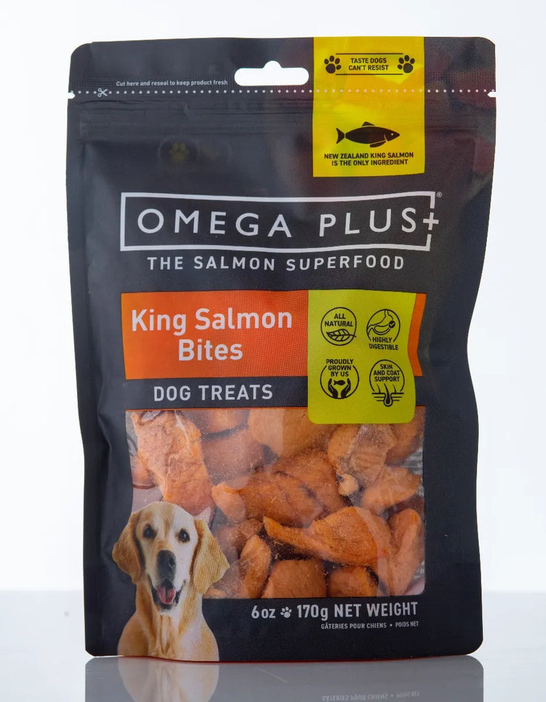 Omega Plus King Salmon Bites Dog 170g - Front - Your Pet PA NZ 