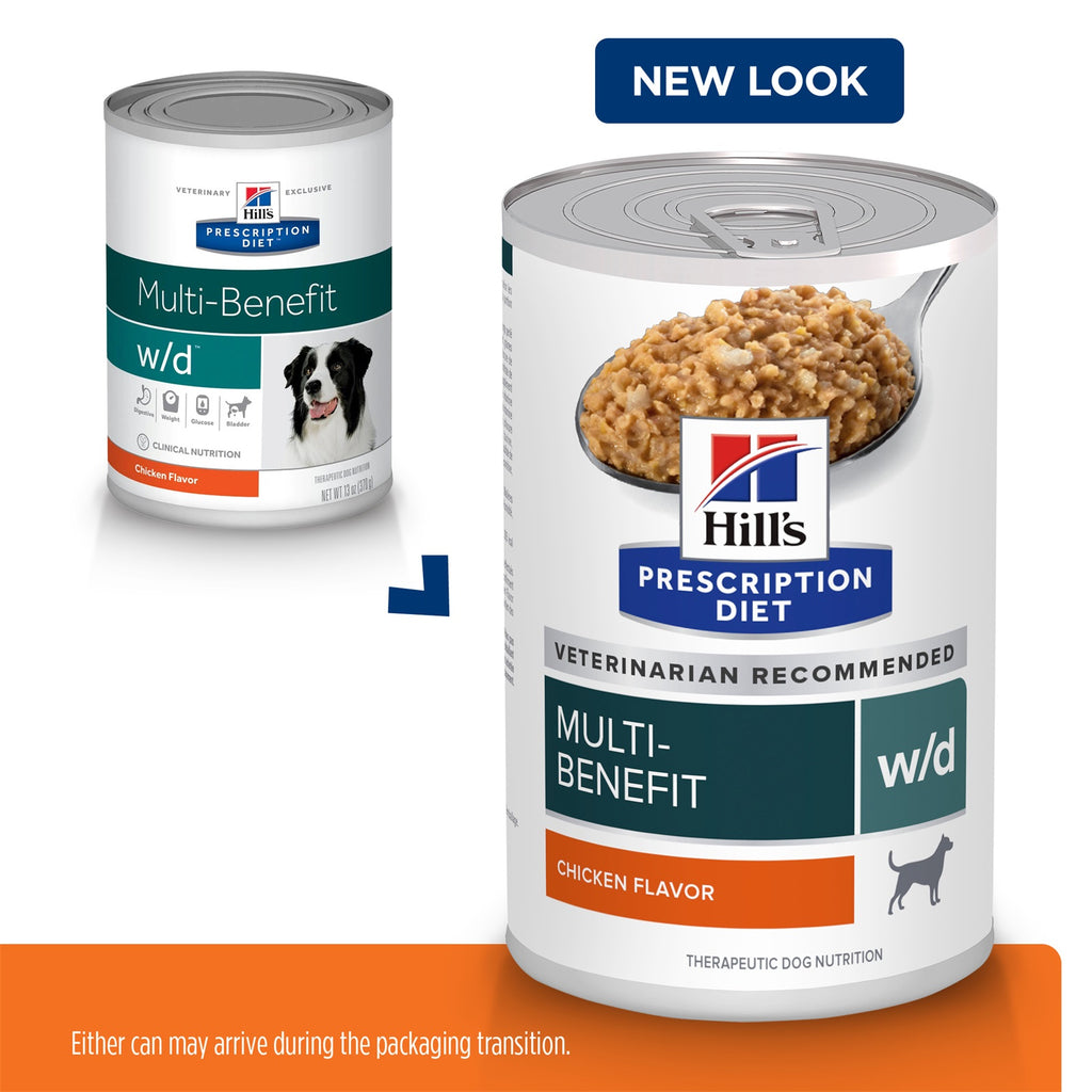 Keep your dog's weight under control with Hill's Prescription Diet W/D Multi-Benefit Dog Wet Food 370gm x 12.