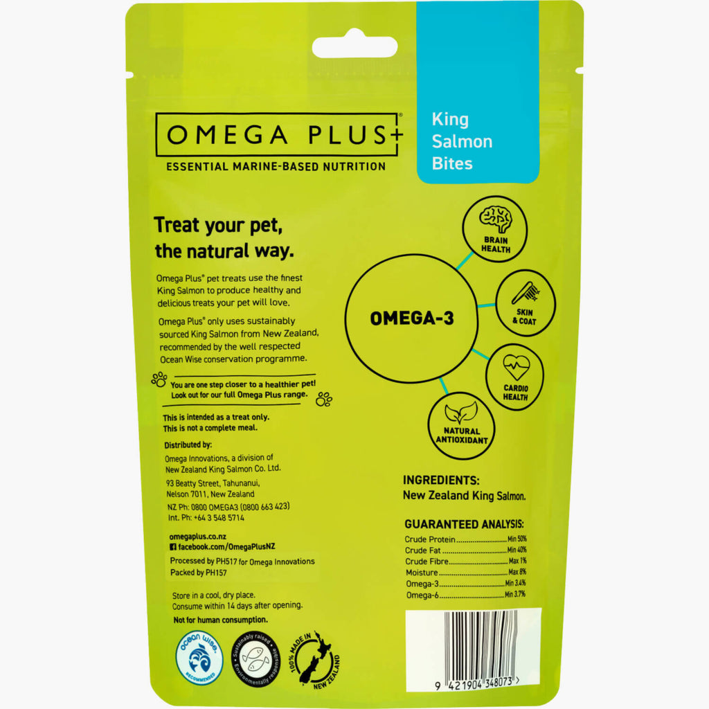 Omega Plus King Salmon Bites Cat Treats 80g - Back - Your Pet PA NZ