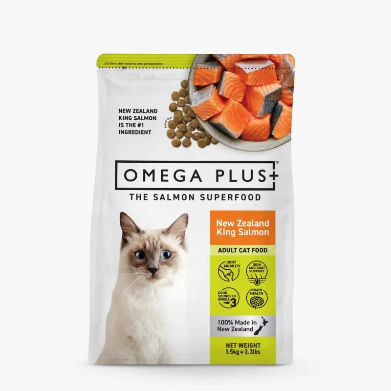 Omega Plus King Salmon Dry Cat food 1.5kg - Front - Your Pet PA NZ