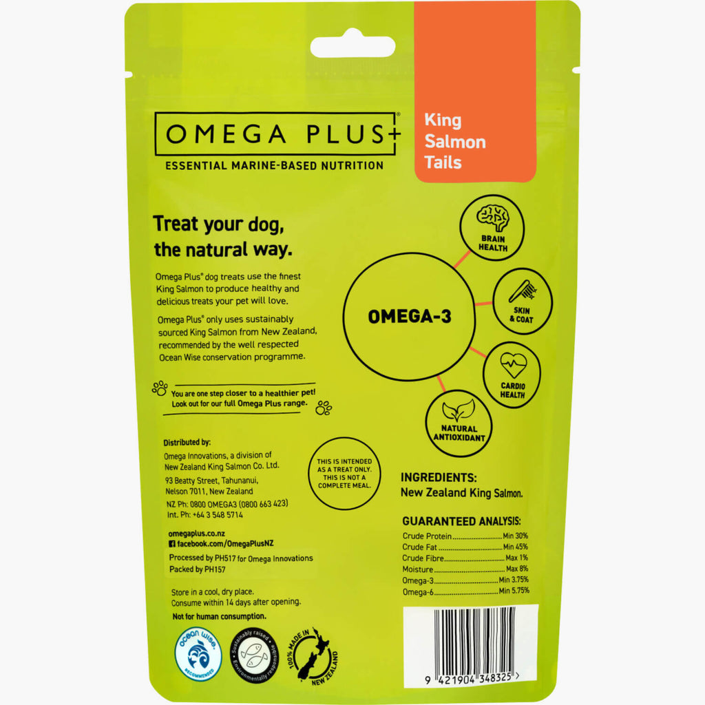 Omega Plus King Salmon Tails Dog Treats 100g - Back - Your Pet PA NZ