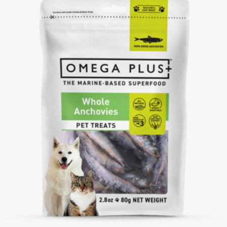 Omega Plus Whole Anchovey Cat treats 80g - Front - Your Pet PA NZ