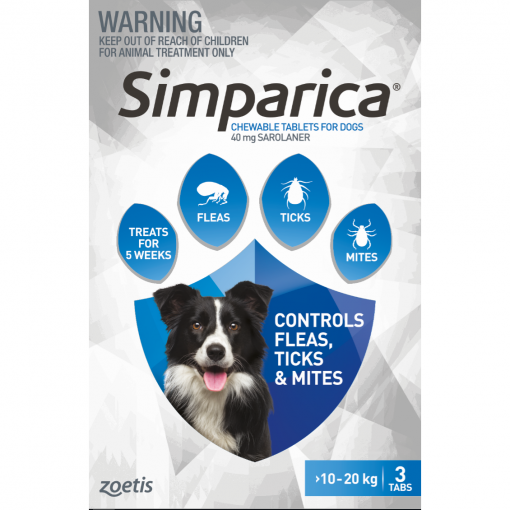 Simparica Blue for Medium Dogs >10-20kg (3 Tabs)