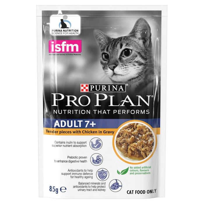 Purina Pro Plan Adult 7 Wet Cat Food 12 x 85g pouches Pet PA NZ